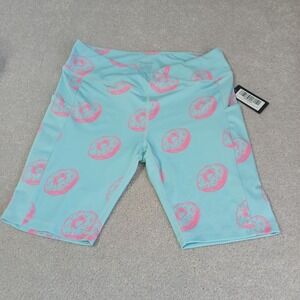 NWT Raypose Women Teal & Hot Pink Donut Printed Mid-Rise Biker Shorts Sz XL